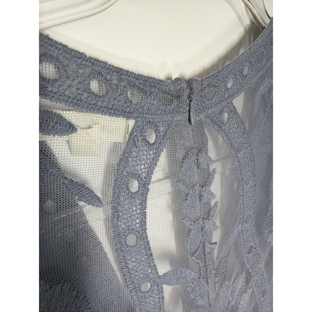 Honey Punch Mila Dusty Blue Lace Romper Maxi Dress | Size Medium - Picture 11 of 15